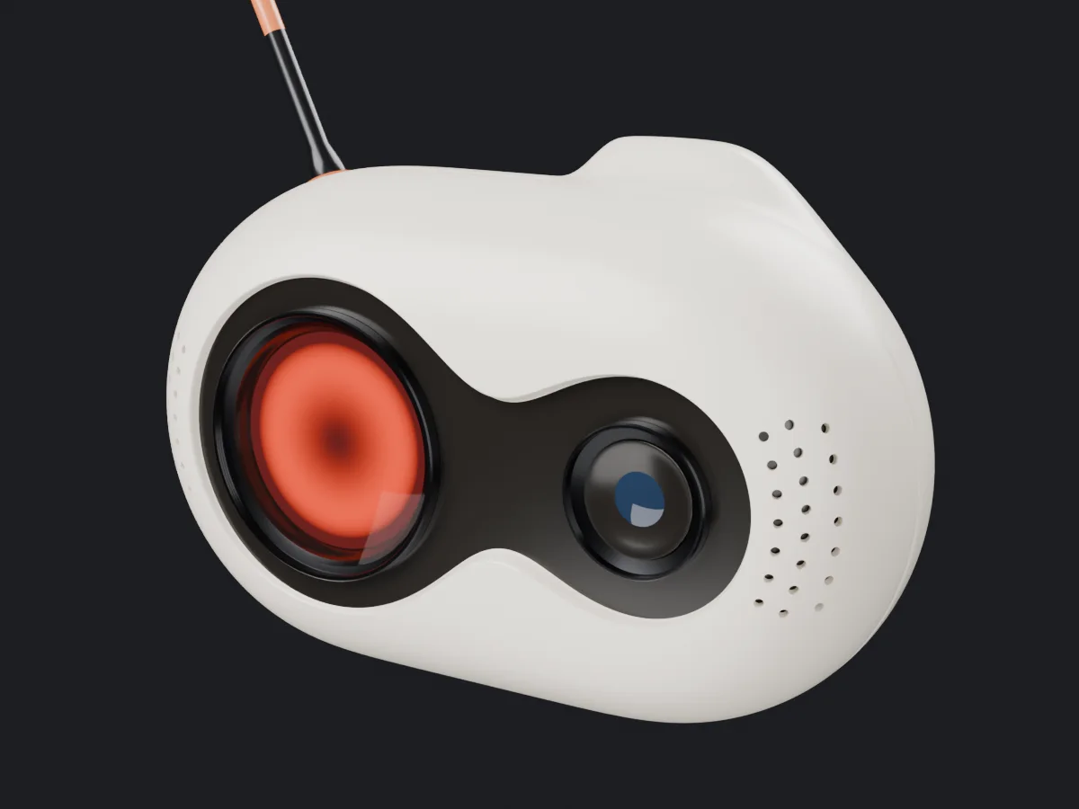 BOB MK-II head at an angle, showing the bump of the sensor dome on top and the antenna